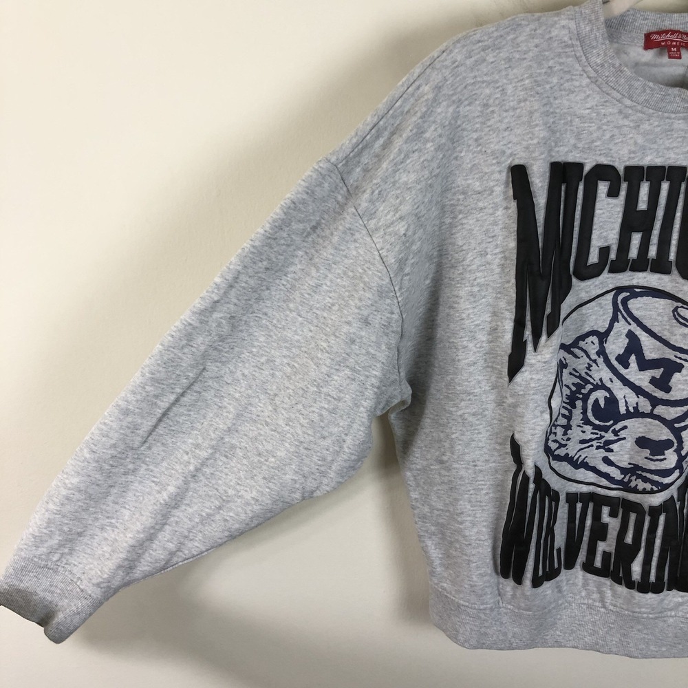 Michigan Wolverines Mitchell & Ness College Vault Crewneck Women's M Grey NCAA - Picture 5 of 14